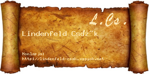 Lindenfeld Csák névjegykártya
